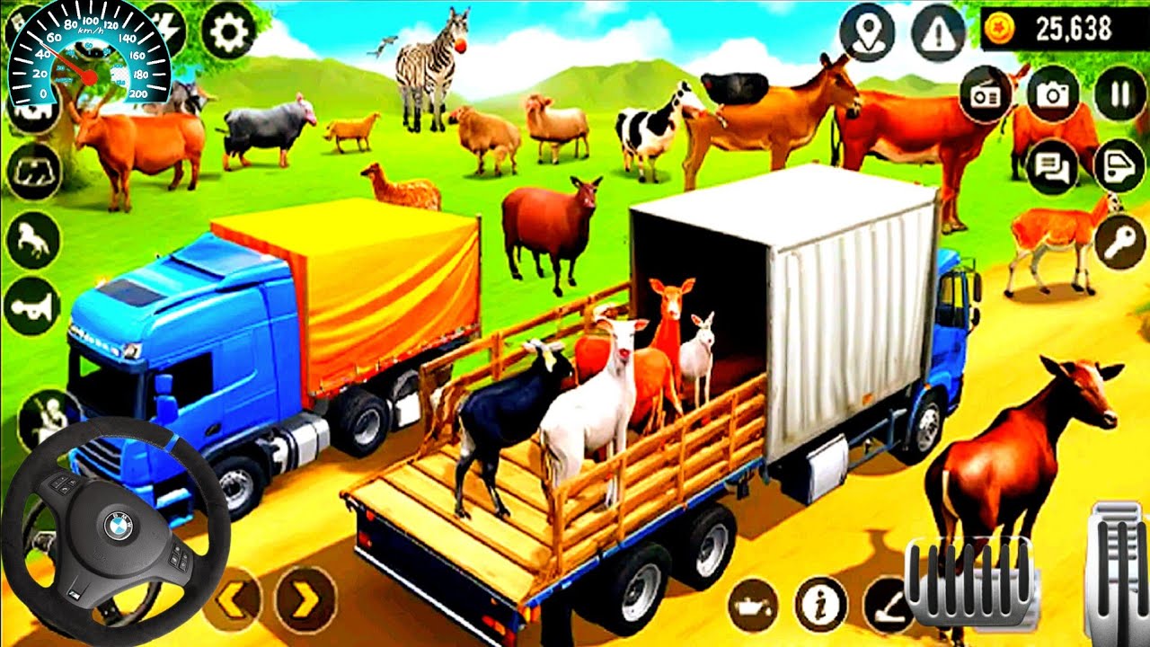 Loading Animal 3D heavy animal zoo transport to city game - truck loading & helicopter ...