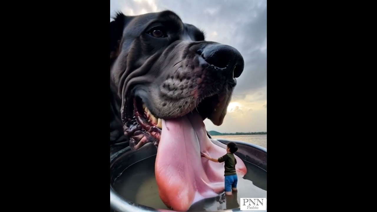 Giant Dog's tongue cleaning mission 