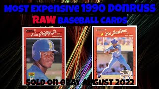 1990 Donruss RAW Most Expensive eBay Sales Baseball Cards - August 2022