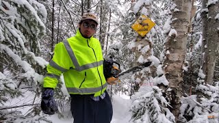 Cutting Through Fallen Trees On Mountain Trail After Storm, And Quick Unclogging