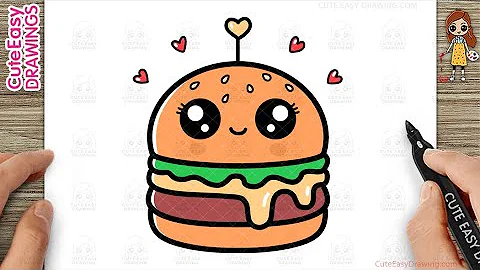 How to Draw a Cute Burger Simple & Easy for Kids