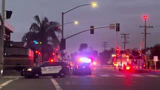 Orange City Fire E5 responding Past Train VS. Jeep Fatality