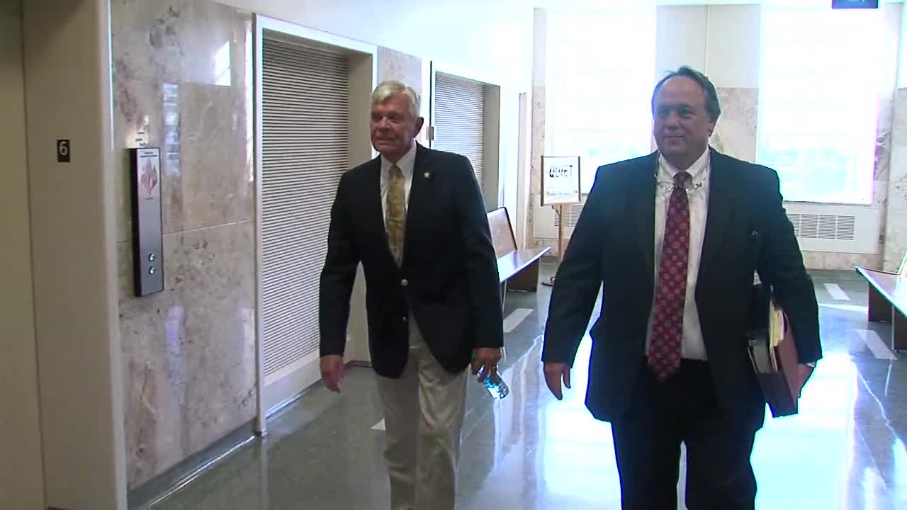 Tulsa County Sheriff Stanley Glanz arrives at courthouse to testify before grand jury