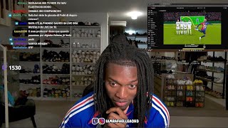 Rafael Leão reacting to Lamine Yamal