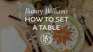 Entertaining expert Bunny Williams demonstrates how she sets the table for an elegant dinner party in her sunroom with her new 