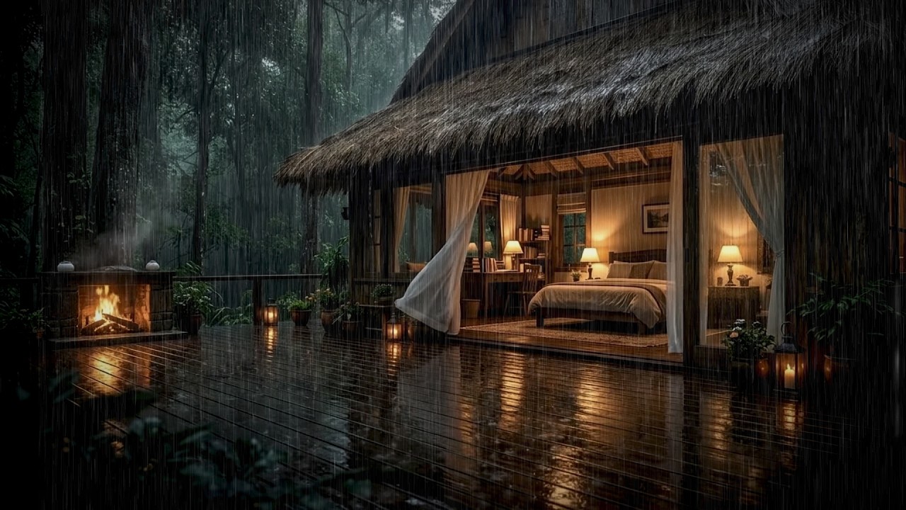 Soft Night Rain in A Cozy Forest 🌧 Calm Rain Cabin for Deep Sleep ...