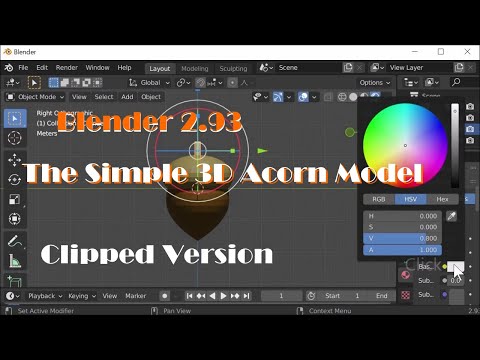 Blender 2.93: How to Create a Simple 3D Acorn Model