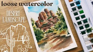 Desert landscape - loose watercolor style