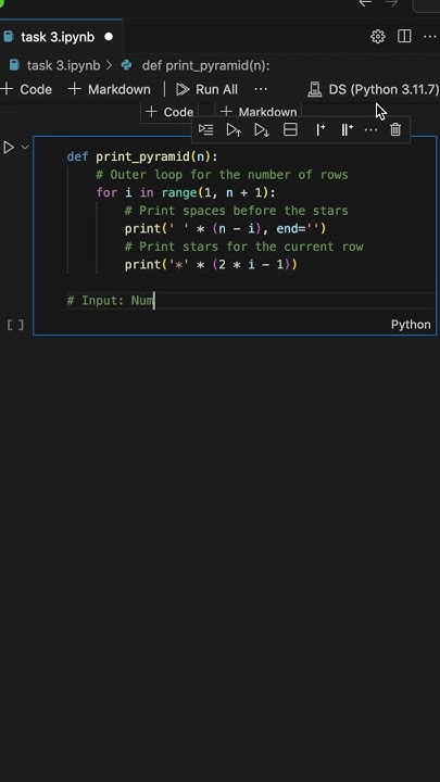 How to Print a Star Pyramid in Python | Coding Basics #coding #python # ...