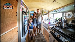 Family Moved From Their Home To A DIY School Bus Conversion Tiny House