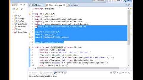 Copy, delete  clear, paste java gui application