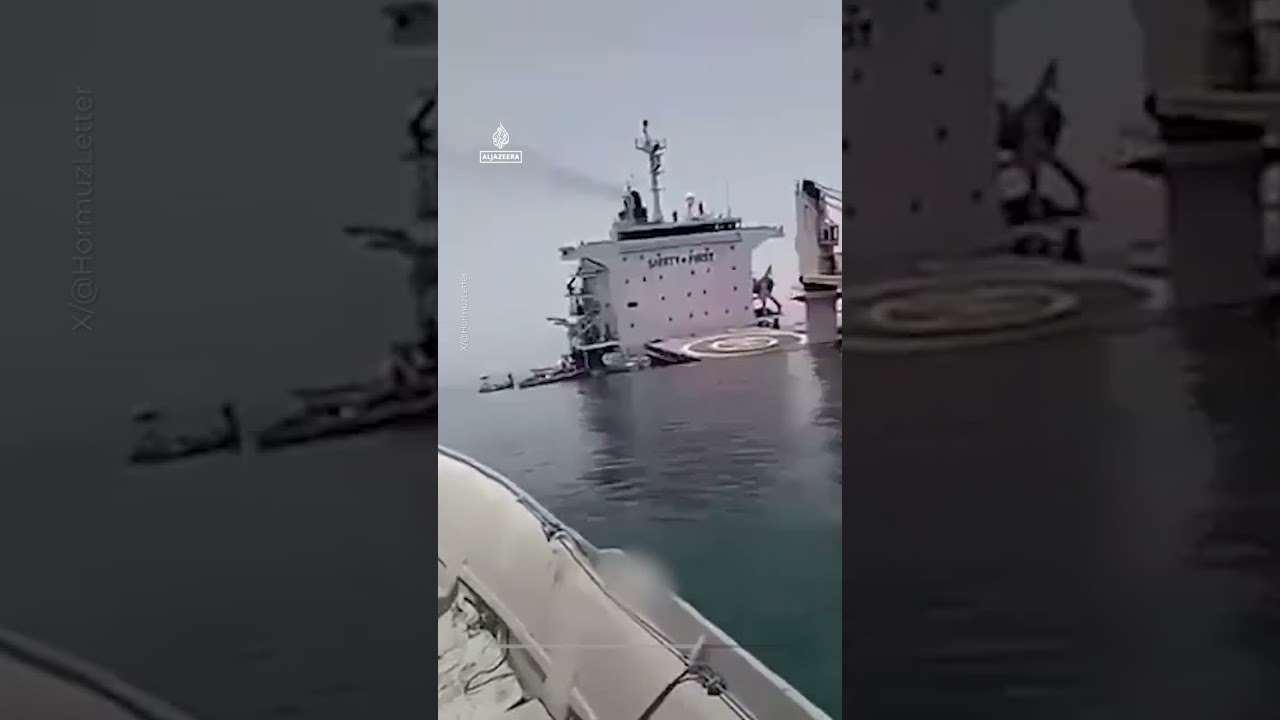 Cargo ship sinks after collision in Strait of Hormuz | AJ #shorts
