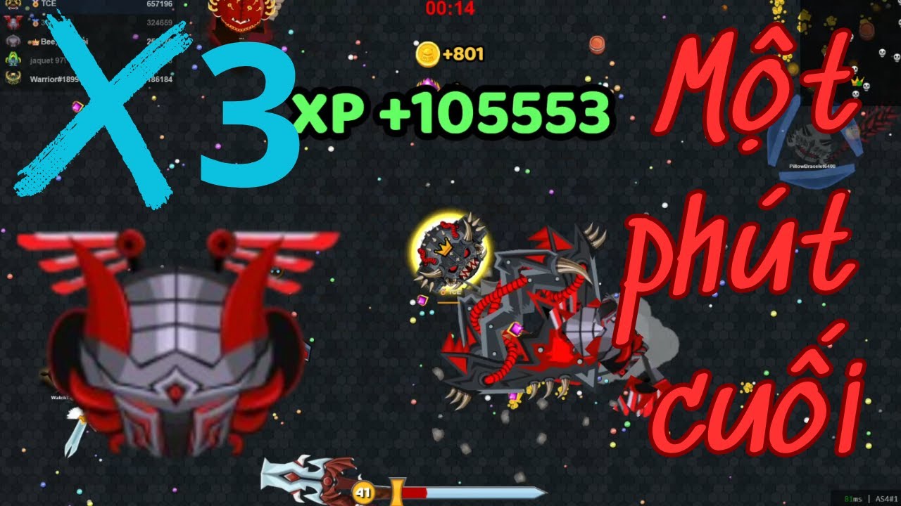 Lụm X3 Level 36 trong 1 phút cuối và gặp 🥉36 GM - EvoWars.io