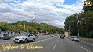 Driving car in Kyiv 25.09.2022. Ukraine Architecture of Kyiv