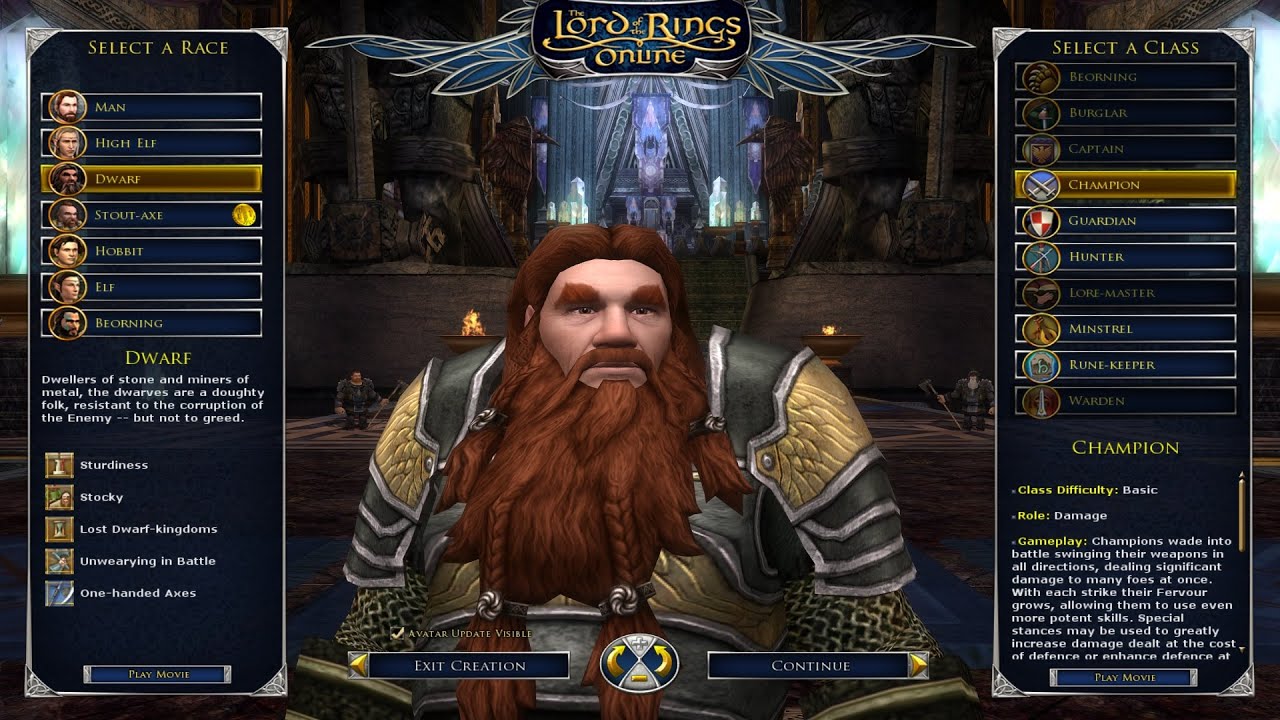 Lotro Lord of The Rings Online All Races and Class 