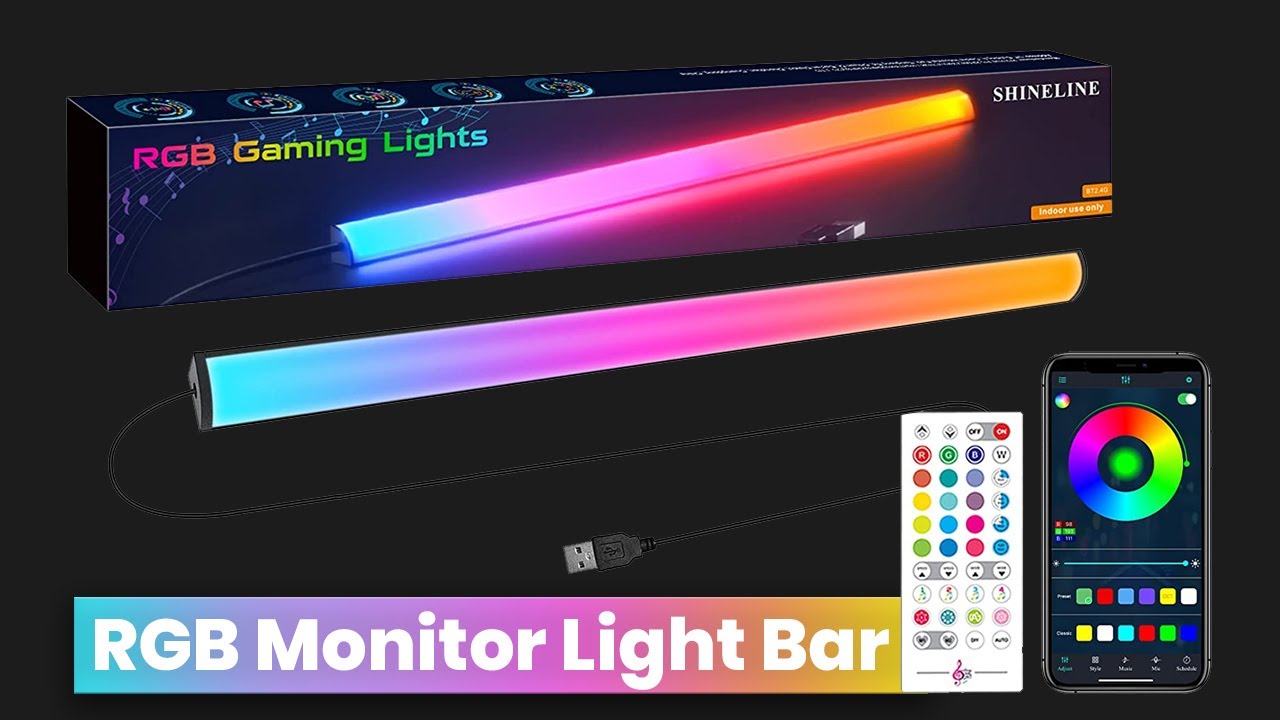 Jhdril Under Monitor Light Bar, Rgb Gaming Lights For Gaming Setup