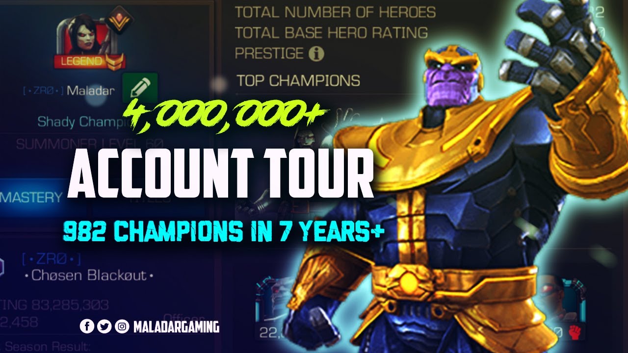 4 Million Rating Account Tour! 7 Years+, Full Roster Details - MCOC