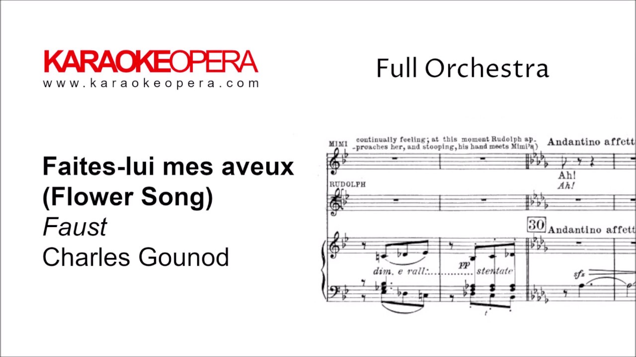Karaoke Opera: Faites-lui mes Aveux (Flower Aria) - Faust (Gounod) Orchestra only with printed music