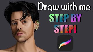 Procreate portrait painting | realistic digital art | Harry Styles