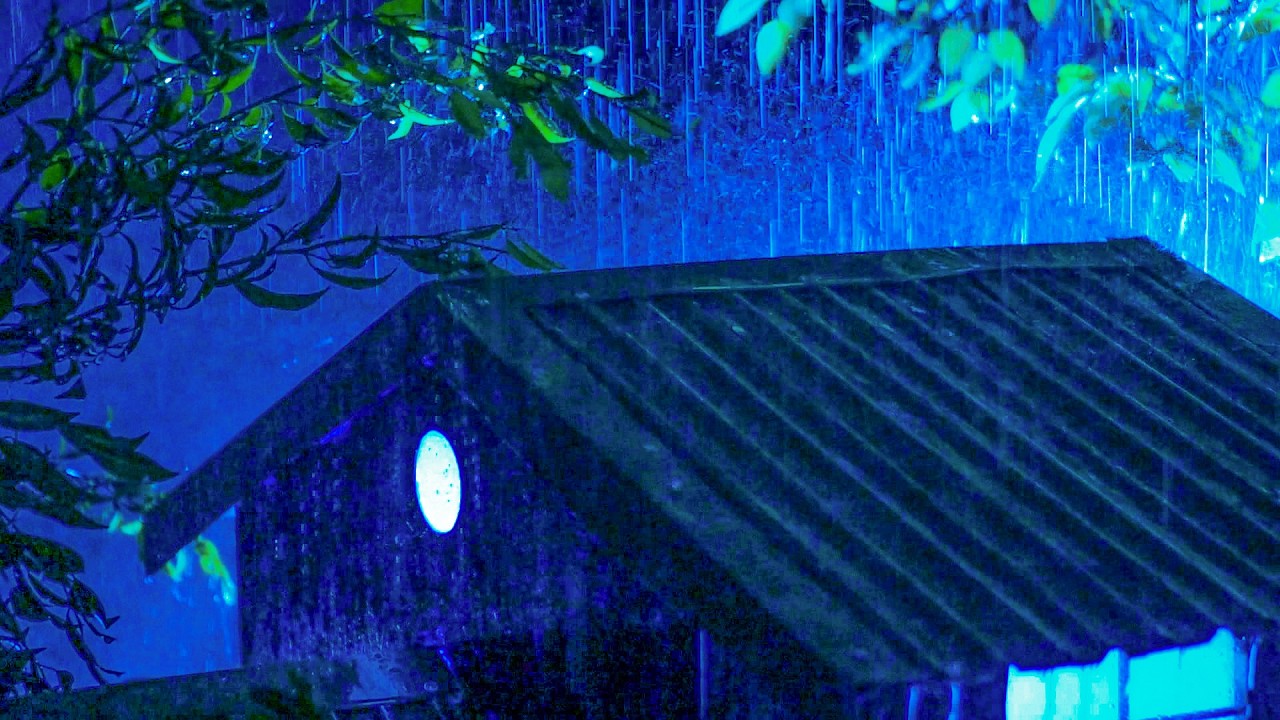 Fall Asleep Instantly to Torrential Rain and Deep Thunder Sounds on an Old Metal Roof at Night