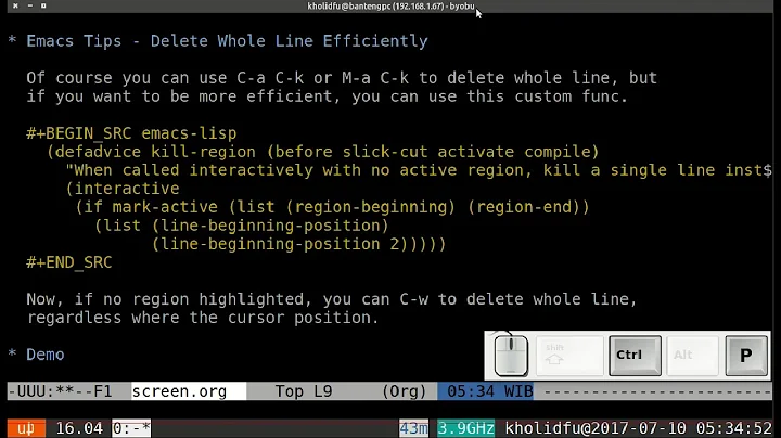 Emacs - Efficient Delete Whole Line
