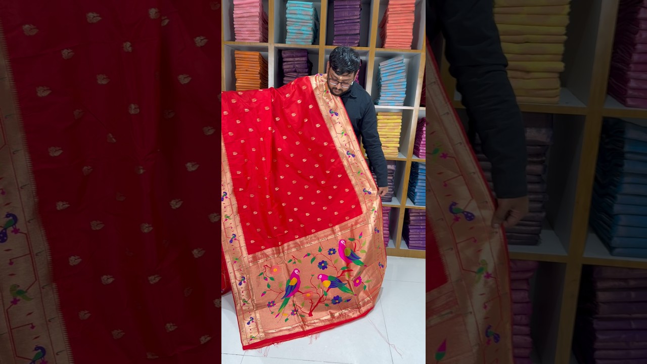 Pure Kanchipuram Paithani Silk Parrot Design Saree