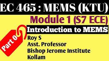 Part 0 | Introduction to MEMS | KTU