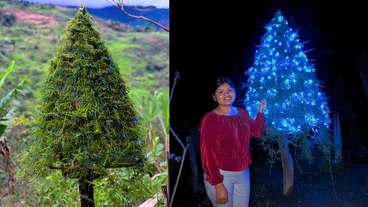 Costrui un arbol de navidad en la montaña sin gastar nada