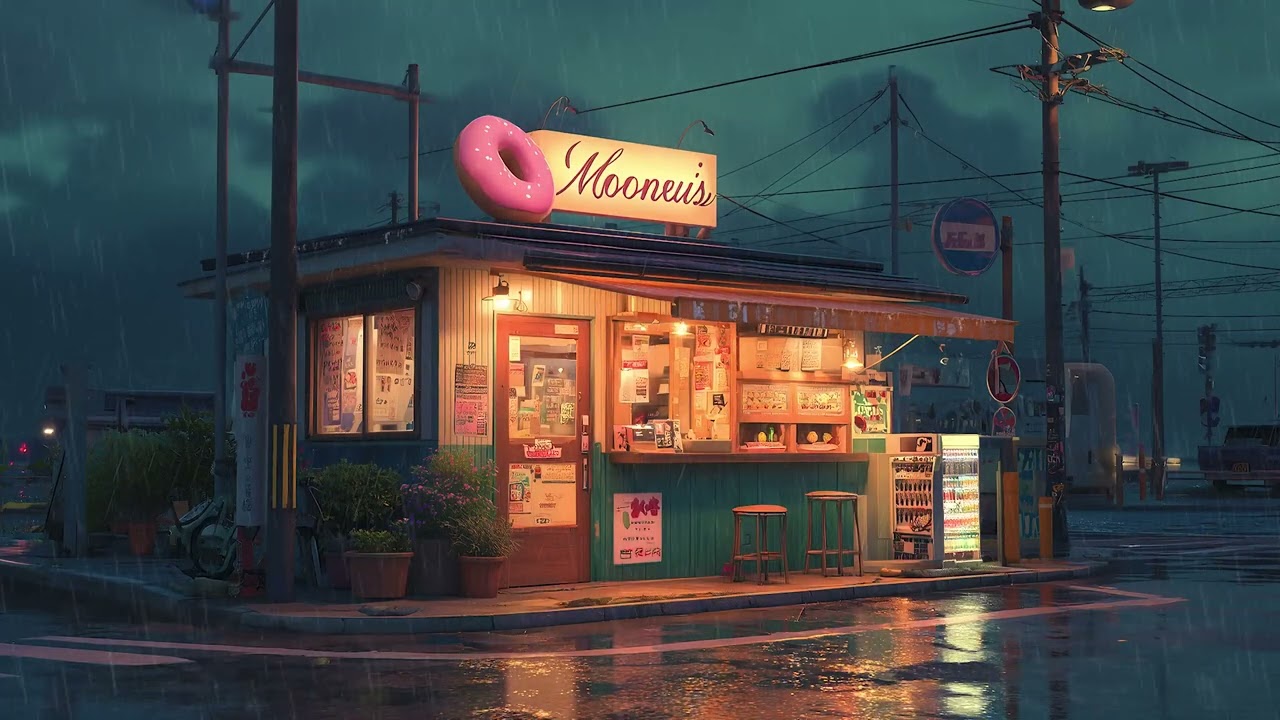 Neon Rain & Donut Dreams 🍩 Chillhop Beats from a Rainy Café Window