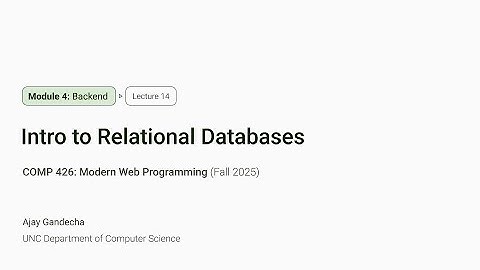 Modern Web Dev #14: Intro to Relational Databases | COMP 426 @ UNC-Chapel Hill (F