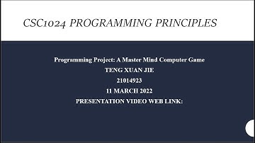 CSC1024 Programming Principle Project: A Mastermind Computer Game