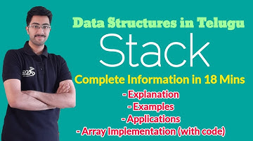 Stack in Telugu Data Structures in Telugu | Stack Array Implementation Complete Info | Vamsi Bhavani