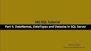 Part 4: DataNames, Data Types and Data size in SQL Server