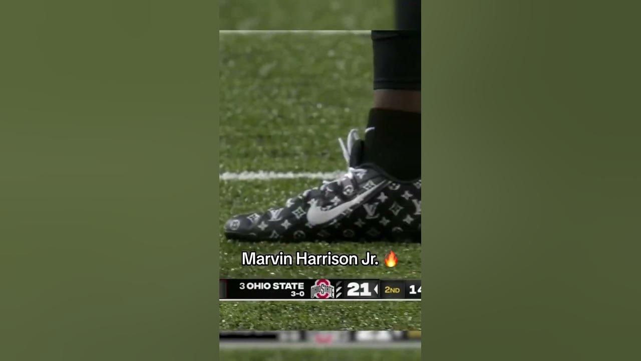 LOOK. Marvin Harrison Jr with an Apple Watch and designer cleats on the  field vs. Wisconsin