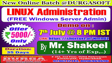 LINUX Administration Online Training @ DURGASOFT