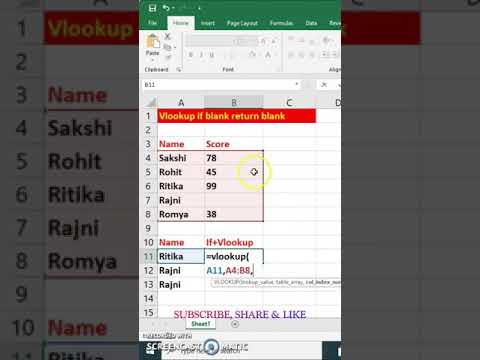 Vlookup If Blank Return Blank | Vlookup With If Function | Excel Tutorial | Shorts