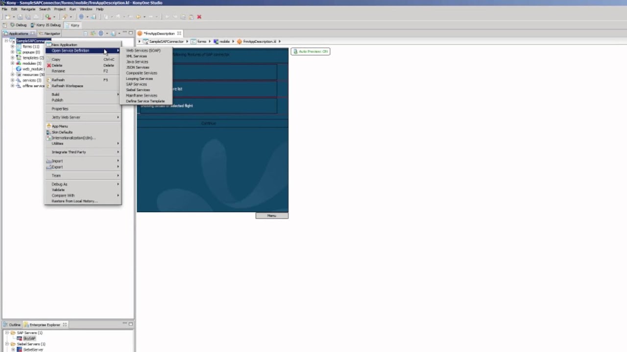 Service Integration Features | Kony Development Cloud