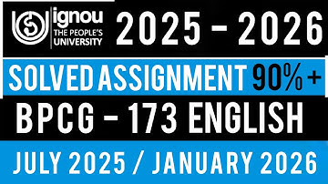 BPCG 173 SOLVED ASSIGNMENT 2025-26 | BPCG 173 SOLVED ASSIGNMENT 2025-26 IN ENGLISH | BPCG 173