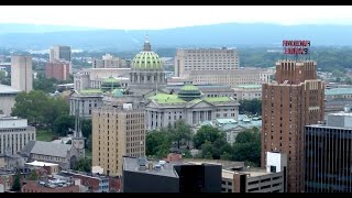 Famous Harrisburg Pennsylvania Skyline - 4K Aerial Drone Tour Wealth