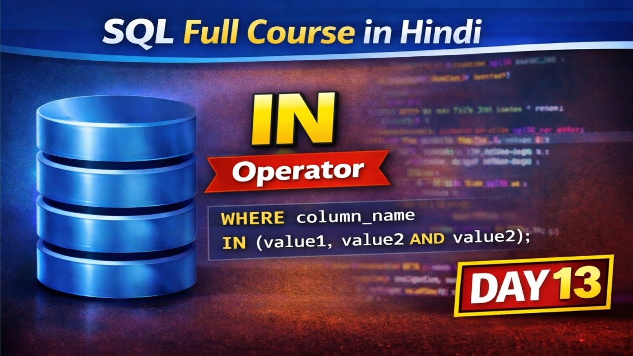 SQL IN Operator Tutorial in Hindi | Day 13 SQL Course | IN Clause ...