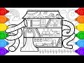 Glitter fun house coloring page and drawing for kids how to draw glitter fun house coloring page