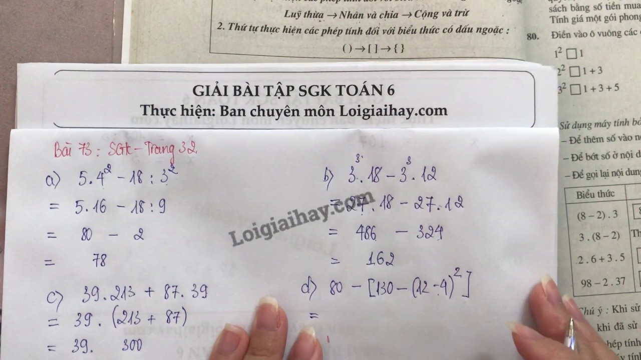 Giải Bai 73 Trang 32 Sgk Toan 6 Tập 1 Youtube