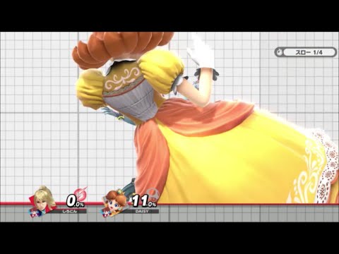 スマブラSP　デイジーにゼロスーツサムスの後ろ投げ　6サイズパターン