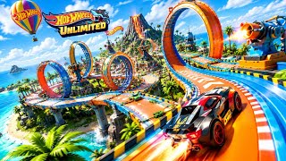 Hotwheels Unlimited : CRAZY MEGA LOOP ISLAND RACE with Sharks, Boosters & Impossible Stunts 