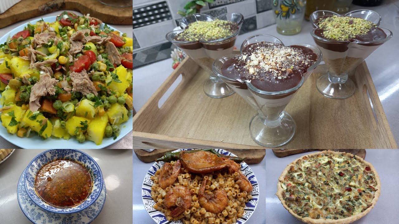 طاولة الإفطار لليوم الثالث رمضان  (تارت مالحة/سلاطة بطاطة/مقرونة صوص/شربة شعير )💕👍🇹🇳❤️