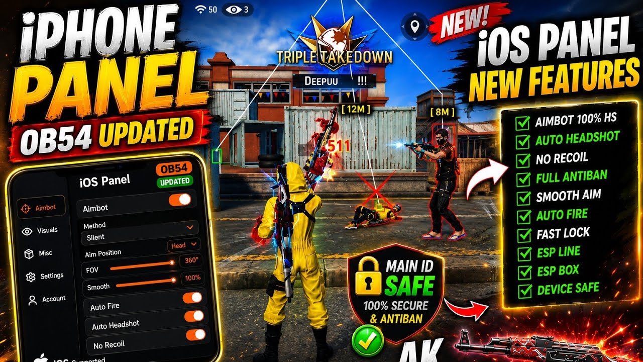 Panel Ff OB54 IOS PANEL FREE FIRE || IOS PANEL NEW UPDATE || IOS PANEL FF ...
