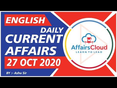 Current Affairs 27 October 2020 English | Current Affairs | AffairsCloud Today for All Exams