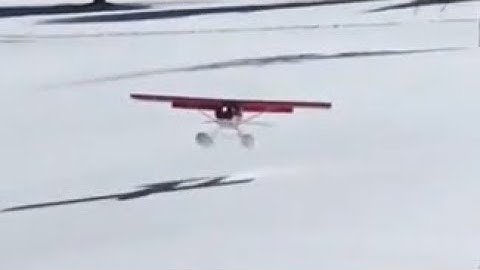 E Flite Maule M7 on floats landing in the snow!!!