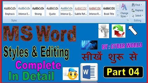 MS Word styles and Editing Block | How to Use Find, Replace, Go to In Word 2013/2010/2007 in Hindi |