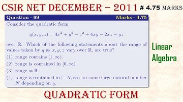 CSIR NET Mathematics December-2011| Linear Algebra, Q-69; Part C | Quadratic Forms | #mathtecz